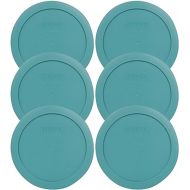 Pyrex 7201-PC Turquoise 4 Cup Round Plastic Replacement Storage Lid, Made in USA - 6 Pack