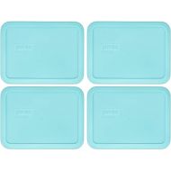 Pyrex 7210-PC Sun Bleached Turquoise Plastic Rectangle Replacement Storage Lid, Made in USA - 4 Pack