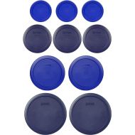 Pyrex (2) 7402-PC 6/7 Cup Blue, (2) 7201-PC 4 Cup Cadet Blue, (3) 7200-PC 2 Cup Blue, (3) 7202-PC 1 Cup Cadet Blue Replacement Food Storage Lids, Made in USA