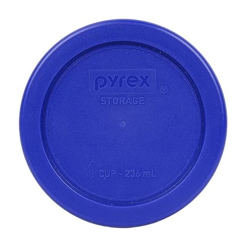  Pyrex (2) 7402-PC 6/7 Cup Blue, (2) 7201-PC 4 Cup Cadet Blue, (3) 7200-PC 2 Cup Blue, (3) 7202-PC 1 Cup Cadet Blue Replacement Food Storage Lids, Made in USA