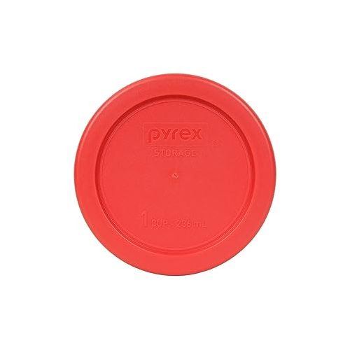  Pyrex 7202-PC Red Round 1 Cup Plastic Storage Lid - 6 Pack