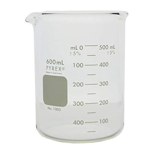  PYREX Heavy Duty Griffin 1003 600mL Beaker Double Scale Graduated; Each