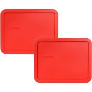 Pyrex 7212-PC 11 Cup Red Rectangle Plastic Storage Lid, Made in USA - 2 Pack