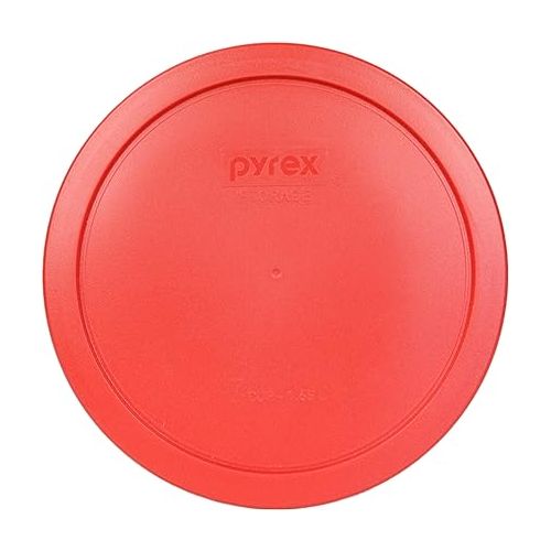  Pyrex 7402-PC 6/7 Cup Poppy Red Round Plastic Food Storage Lid - 4 Pack Made in the USA