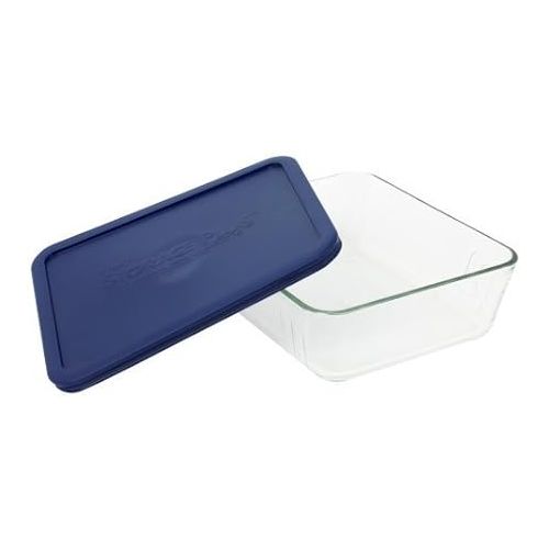  Pyrex COMINHKR067794 6017400 Simply Store 6-Cup Rectangular Bakeware Dish, 6 Box of 2 Containers, Clear; Blue Cover