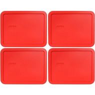 Pyrex Bundle - 4 Items: 7211-PC 6-Cup Red Plastic Food Storage Lids