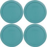 Pyrex 7201-PC Turquoise Round 4 Cup Plastic Storage Lid, Made in USA - 4 Pack