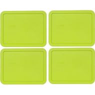 Pyrex 7211-PC 6 Cup Edamame Green Rectangle Plastic Food Storage Lids - 4 Pack Made in the USA
