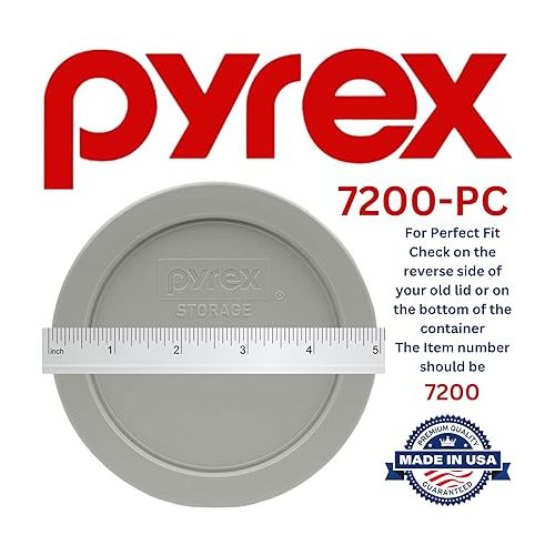  Pyrex Bundle - 4 Items: 7200-PC 2-Cup Jet Gray Plastic Food Storage Lids Made in the USA