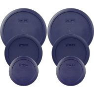 Pyrex (2) 7402-PC 6/7-Cup, (2) 7201-PC 4-Cup, & (2) 7200-PC 2-Cup Blue Plastic Lid Covers, Made in USA