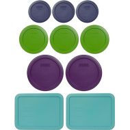 Pyrex Bundle - 10 Items: (3) 7202-PC Dark Blue Lids & (3) 7200-PC lawn green lids & (2) 7201-PC Purple Lids & (2) 7210-PC Turquoise Lids Made in the USA