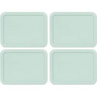 Pyrex 7210-PC 3 Cup Muddy Aqua Rectangle Plastic Food Storage Lid, Made in USA - 4 Pack