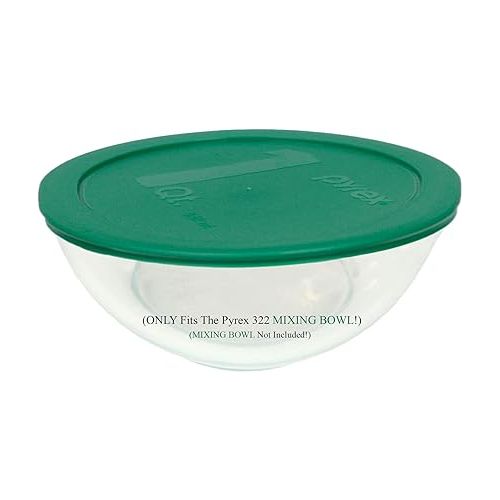  Pyrex 322-PC 1qt Green MIXING BOWL Food Storage Lid Covers - 2 Pack