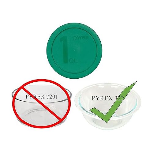  Pyrex 322-PC 1qt Green MIXING BOWL Food Storage Lid Covers - 2 Pack