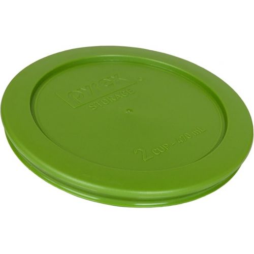  Pyrex 7200-PC Lawn Green Round 2 Cup Plastic Storage Lid, Made in USA - 4 Pack