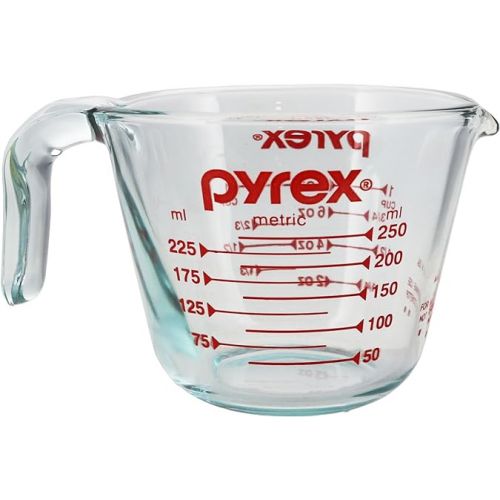  Pyrex Prepware 1-Cup Measuring Cup, Clear with Red Measurements