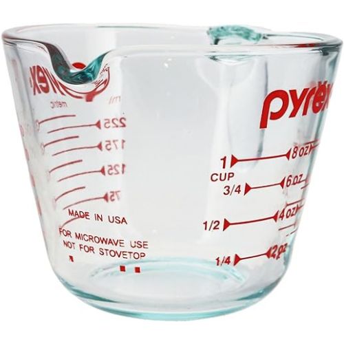  Pyrex Prepware 1-Cup Measuring Cup, Clear with Red Measurements