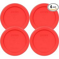 Pyrex 7202-PC Red 1 Cup Round Plastic Storage Lid, Made in USA - 4 Pack