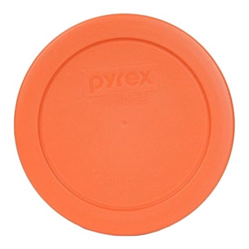  Pyrex 7200-PC Round 2 Cup Storage Lid for Glass Bowls (4, Orange)