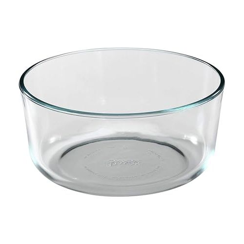  Pyrex Bundle - 4 Items: (2) 7203 6/7-Cup Glass Bowls, (2) 7402-PC 6/7-Cup Turquoise Plastic Lids Made in the USA