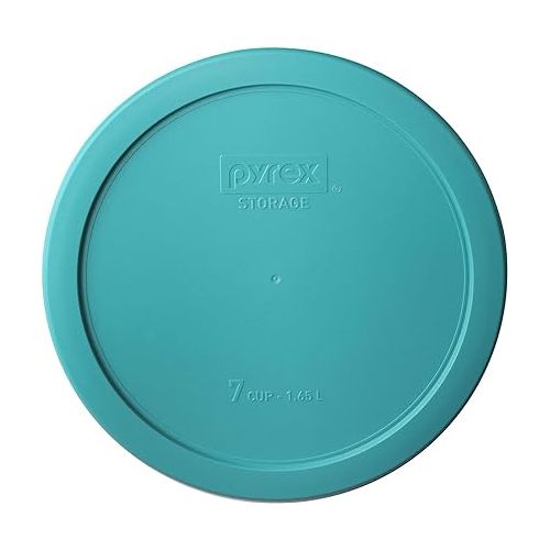  Pyrex Bundle - 4 Items: (2) 7203 6/7-Cup Glass Bowls, (2) 7402-PC 6/7-Cup Turquoise Plastic Lids Made in the USA