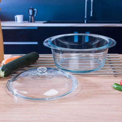  Pyrex 4936920 Glas-Schmortopf rund, 3,5 l, Transparent