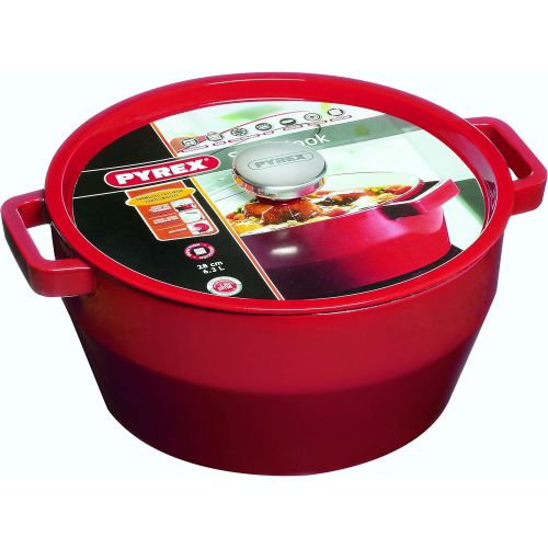  Pyrex 4936878 Gansebrater Slow Cook rund 6,3 l Stahlguss Rot