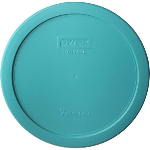  Pyrex Simply Store 7-Cup Round Glass Food Storage Dish, Turquoise Cover, 2 Pack