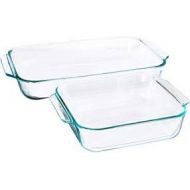 Pyrex Basics Clear Glass Baking Dishes - 2 Piece Value-Plus Pack - 1 Each: 3 Quart Oblong, 2 Quart Square: Kitchen & Dining