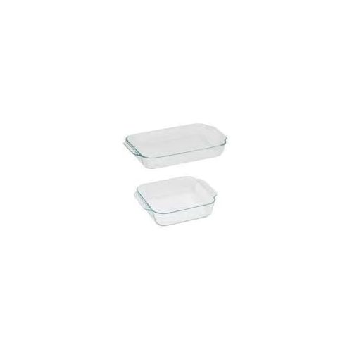  Pyrex Basics Clear Glass Baking Dishes - 2 Piece Value-Plus Pack - 1 Each: 3 Quart Oblong, 2 Quart Square: Kitchen & Dining