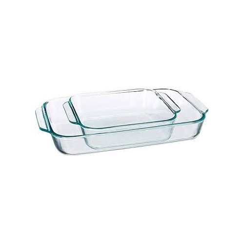  Pyrex Basics Clear Glass Baking Dishes - 2 Piece Value-Plus Pack - 1 Each: 3 Quart Oblong, 2 Quart Square: Kitchen & Dining