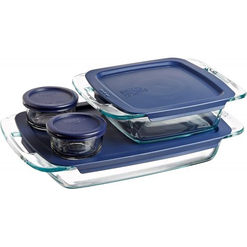  Pyrex Grab Glass Bakeware and Food Storage Set, 8-Piece, Clear & Glass Measuring Cup Set (3-Piece, Microwave and Oven Safe),Clear