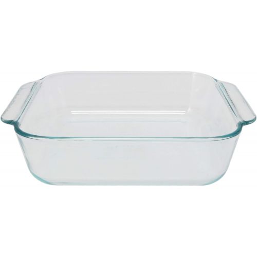  Pyrex (2) 222 Square Glass Baking Dishes & (2) 222-PC Blue Lids