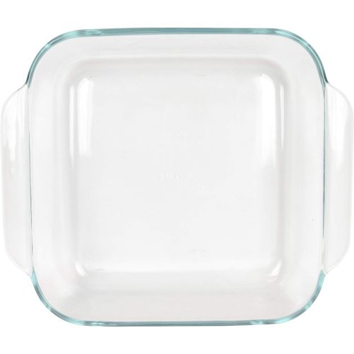  Pyrex (2) 222 Square Glass Baking Dishes & (2) 222-PC Blue Lids