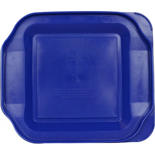  Pyrex (2) 222 Square Glass Baking Dishes & (2) 222-PC Blue Lids