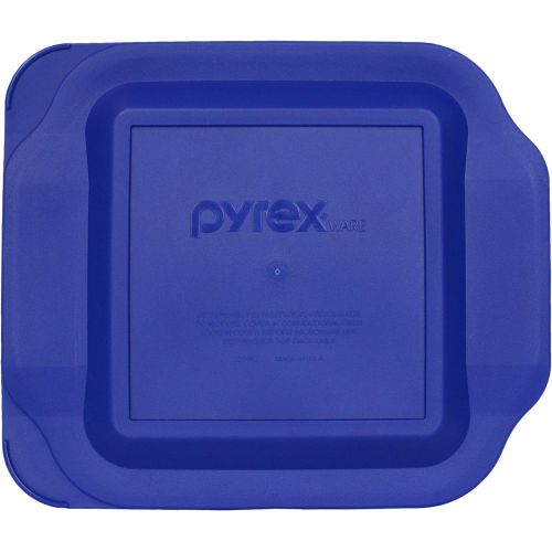  Pyrex (2) 222 Square Glass Baking Dishes & (2) 222-PC Blue Lids