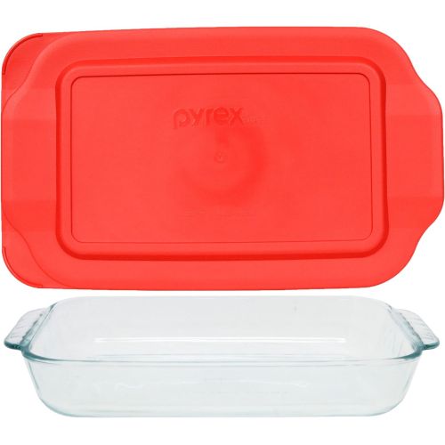  Pyrex Basics 2-qt Oblong with red cover