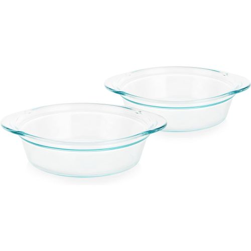  Pyrex Clear Tempered Glass Pie Baking Dishes Set of Two 9.5 Deep, 60% Deeper than Pyrex Basic Wide Handles for Extra Grip while Cooking & Baking Doesnt Absorb Food Odors and Stains