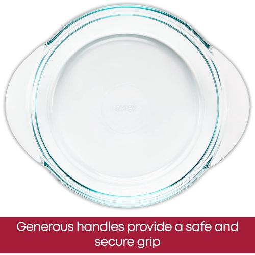  Pyrex Clear Tempered Glass Pie Baking Dishes Set of Two 9.5 Deep, 60% Deeper than Pyrex Basic Wide Handles for Extra Grip while Cooking & Baking Doesnt Absorb Food Odors and Stains