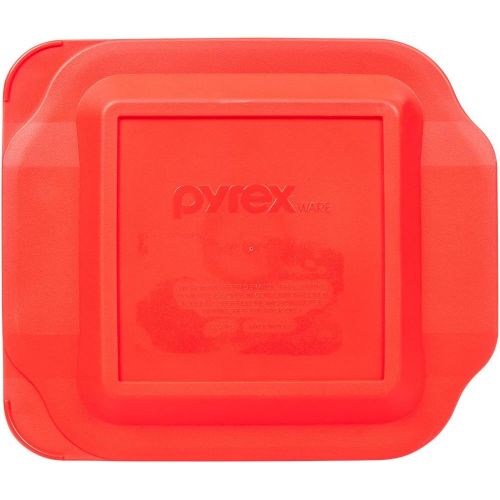  Pyrex 8 Inch Square Baking Dish, Red, 8-inches