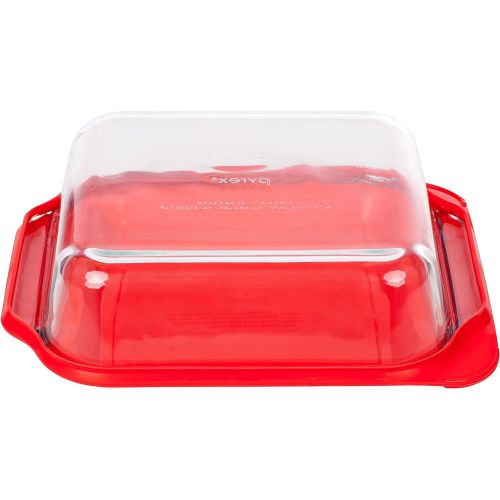  Pyrex 8 Inch Square Baking Dish, Red, 8-inches