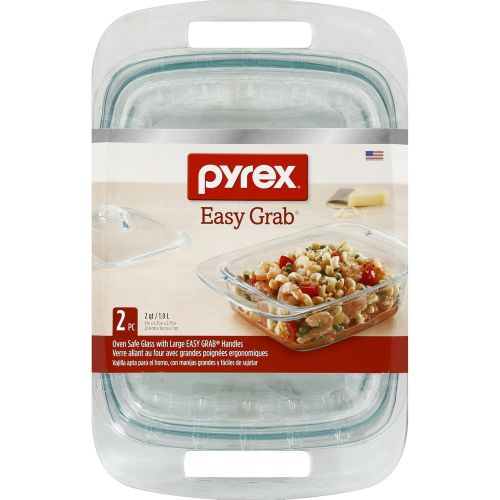  Pyrex Easy Grab Two Quart Glass Casserole Dish with Lid Dishwasher, Freezer, Microwave, and Preheated Oven Safe Doesn’t Absorb Odors, Flavors, or Stains Proudly Made in the USA