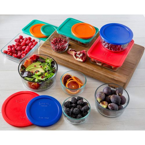  Pyrex Simply Store Glass Rectangular and Round Food Container Set (18-Piece, BPA-free)