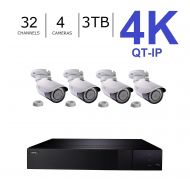 Q-See 4K (8MP) QT-IP Kit Twenty Camera with NVR IP Ultra-HD 32-Channel with 3TB HDD with H.265 (QT816-3 + 20x QTN8086B + QAPE801)
