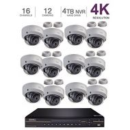 Q-See 4K 8MP 12 Dome Cameras 16-Channel NVR Ultra HD QC IP Series Surveillance with H.265 and 4TB HDD (QC826-4 +12x QCN8096D)