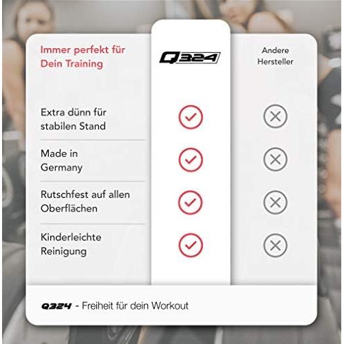  [아마존베스트]Q324 Fitnessmatte extra gross - Made in Germany - rutschfeste und robuste Trainingsmatte - Yogamatte - Sportmatte - OEko-Tex zertifiziert - Gymnastikmatte - optimale Dampfung