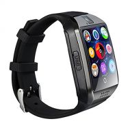 QAR Smart Watch Frame Stick Card Dial Phone Surface Screen Can Synchronize Android Bluetooth Mobile Phone New Choice Smart Watch (Color : Black)