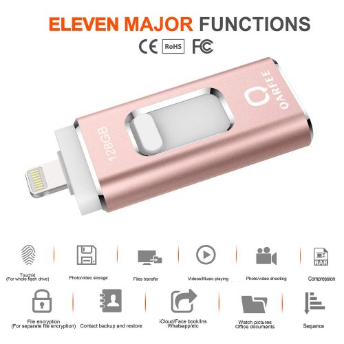  [아마존 핫딜]  [아마존핫딜]QARFEE USB Stick 128GB fuer iPhone USB-Stick Speicherstick iOS Flash Drive USB 3.0 mit Type C fuer OTG Android Handy iPad MacBook PC Externe Erweiterung