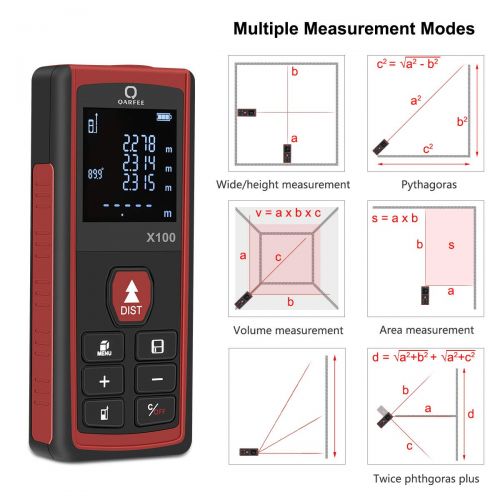  [아마존 핫딜]  [아마존핫딜]QARFEE Qarfee 100M Digitaler Laser Entfernungsmesser, Lasermessgerat Distanzmesser und LCD-Hintergrundbeleuchtung, Entfernungsmesser mit 2 Level Blasen Messeinheit m/in/ft,IP54,2 x 1.5 V