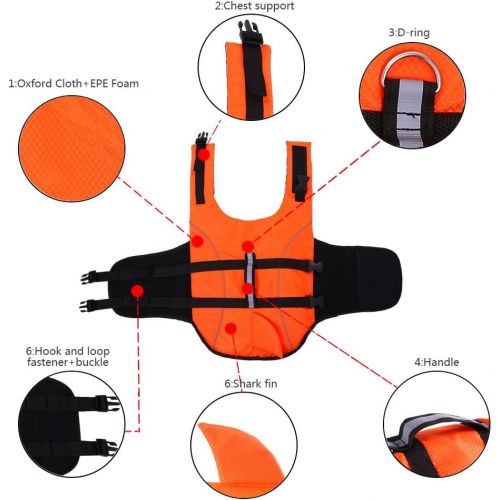  QBLEEV Large Dog Life Jacket ,Dogs Life Vests For Swimming Extra Large,Puppy Float Coat Swimsuits Flotation Device Life Preserver Belt LifesaverFlotation Suit For Pet Bulldog LabWith Re